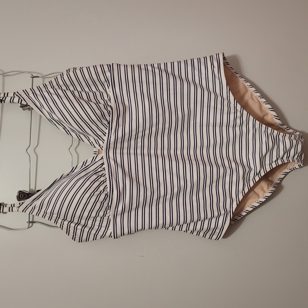 Kona Sol Navy and White Striped Swimsuit